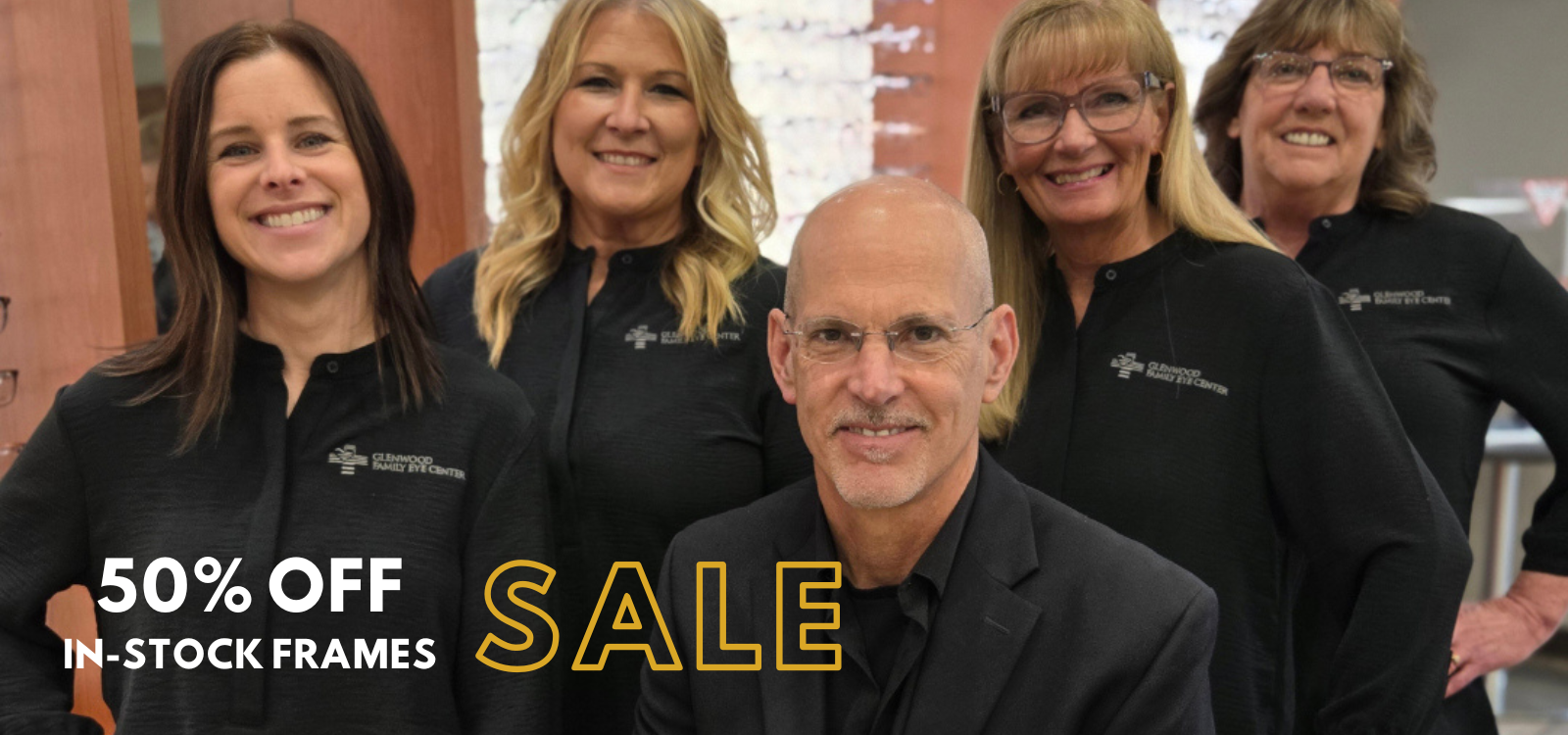 Web Slider GFEC 50% off Sale Group (1600 x 750 px) eye center team